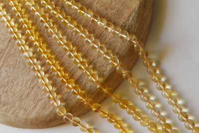 Citrine Heated Beads, Natural Round Crystal Beads 4mm to 12mm