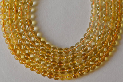 Citrine Heated Beads, Natural Round Crystal Beads 4mm to 12mm