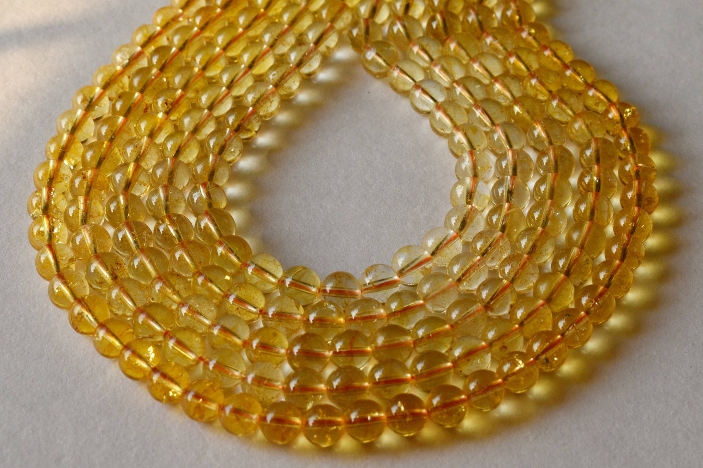 Citrine Heated Beads, Natural Round Crystal Beads 4mm to 12mm