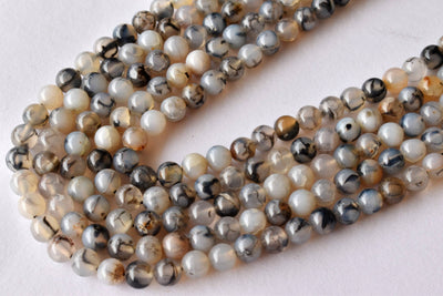 DragonVein Agate Beads, Natural Round Crystal Beads 6mm to 10mm