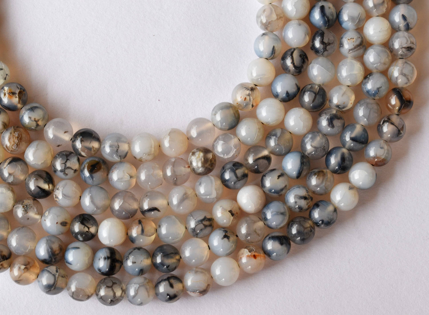 DragonVein Agate Beads, Natural Round Crystal Beads 6mm to 10mm