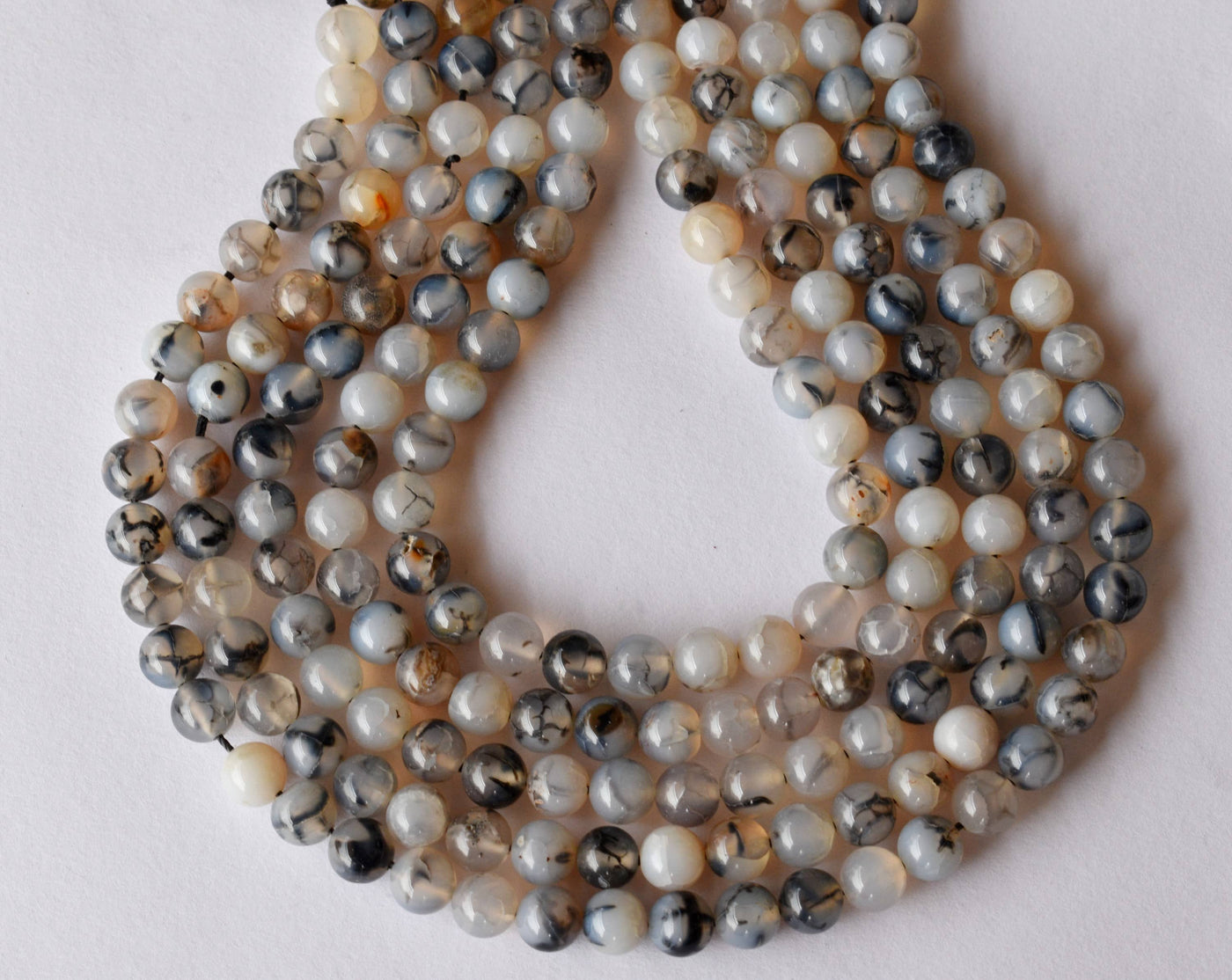 DragonVein Agate Beads, Natural Round Crystal Beads 6mm to 10mm