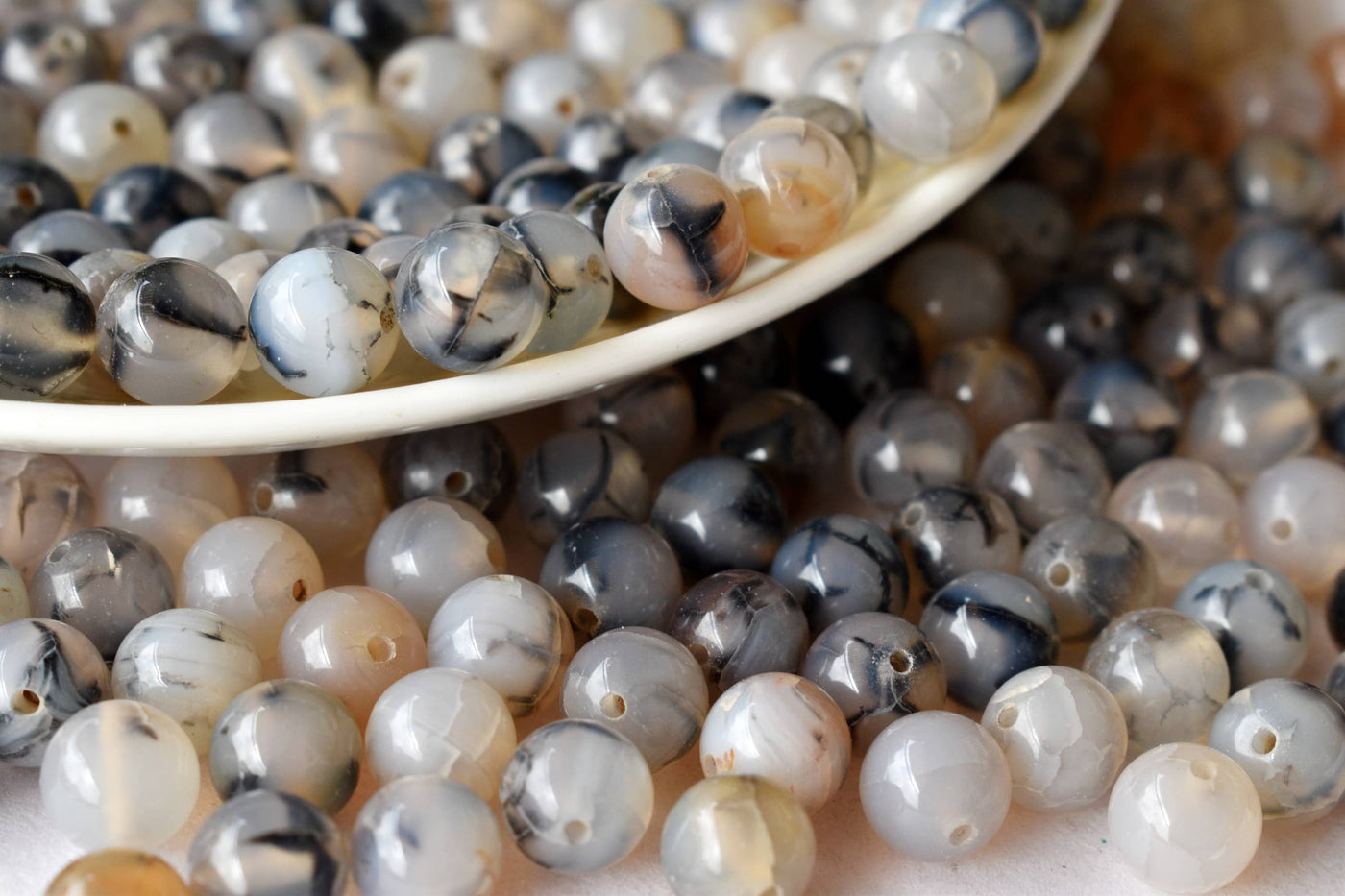 DragonVein Agate Beads, Natural Round Crystal Beads 6mm to 10mm