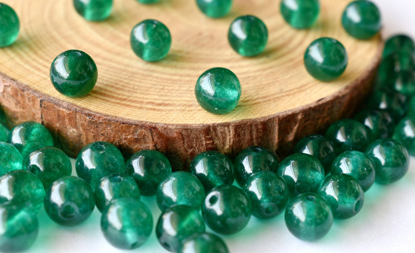 Green Jade Beads, Natural Round Crystal Beads 4mm to 10mm