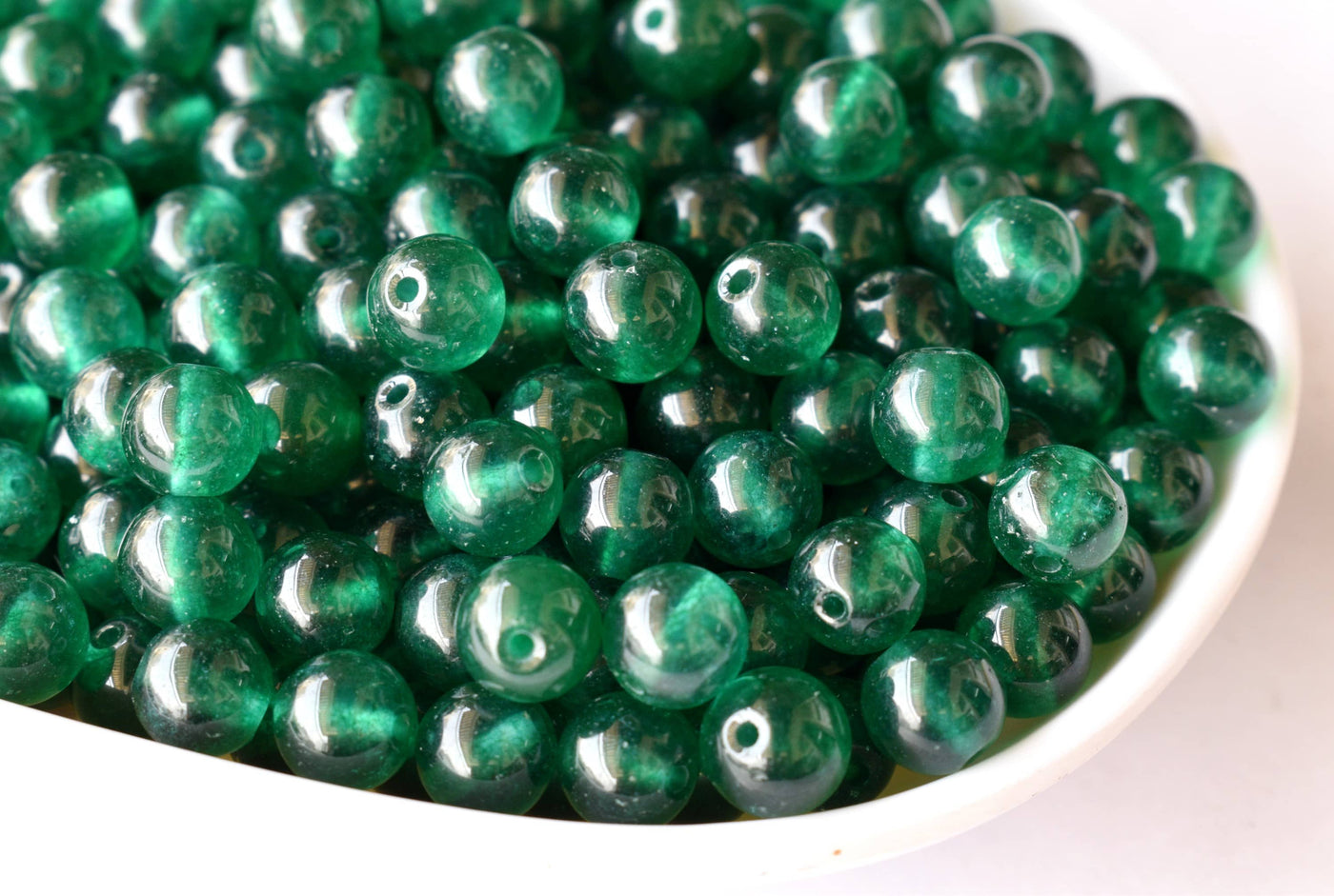 Green Jade Beads, Natural Round Crystal Beads 4mm to 10mm