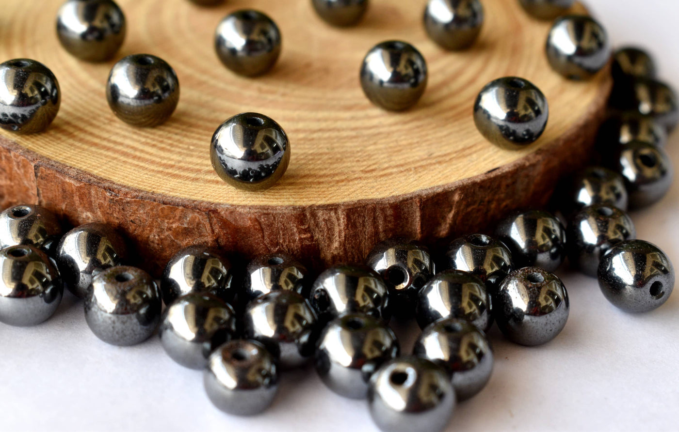 Hematite Beads, Natural Round Crystal Beads 4mm to 12mm