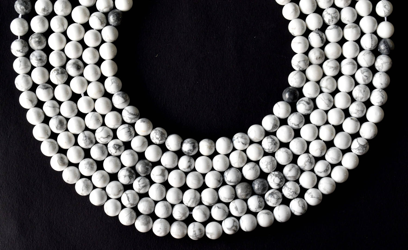 Howlite Beads, Natural Round Crystal Beads 4mm to 12mm