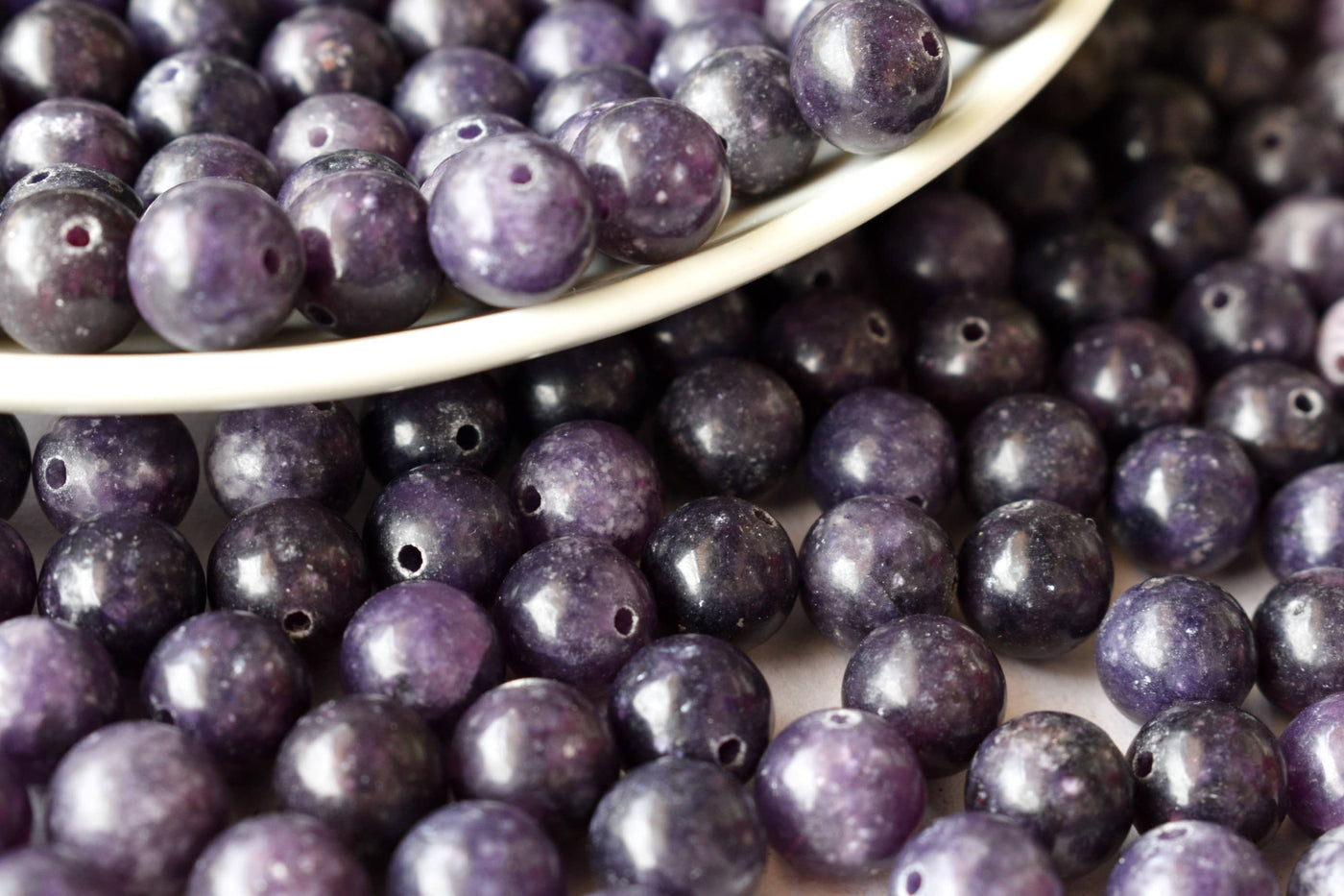 Perles rondes en lépidolite AAA de qualité 6 mm, 8 mm et 10 mm