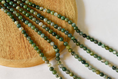 Moss Agate Beads, Natural Round Crystal Beads 4mm to 12mm