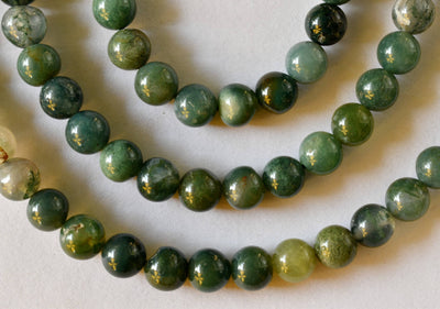 Moss Agate Beads, Natural Round Crystal Beads 4mm to 12mm