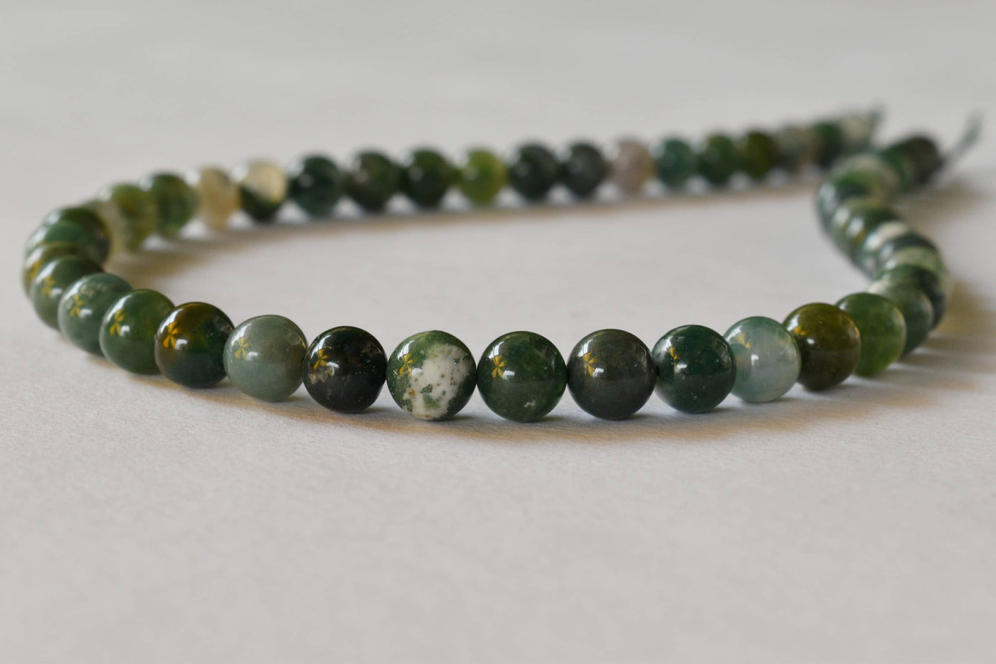 Moss Agate Beads, Natural Round Crystal Beads 4mm to 12mm