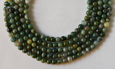 Moss Agate Beads, Natural Round Crystal Beads 4mm to 12mm