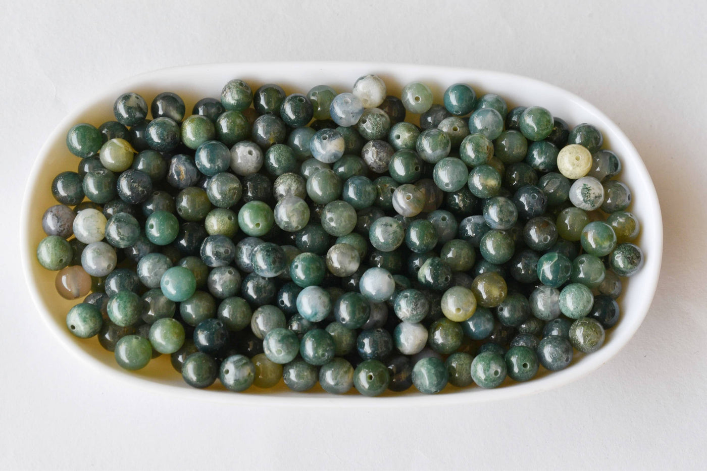 Moss Agate Beads, Natural Round Crystal Beads 4mm to 12mm