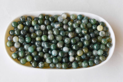 Moss Agate Beads, Natural Round Crystal Beads 4mm to 12mm