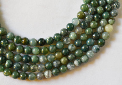 Moss Agate Beads, Natural Round Crystal Beads 4mm to 12mm