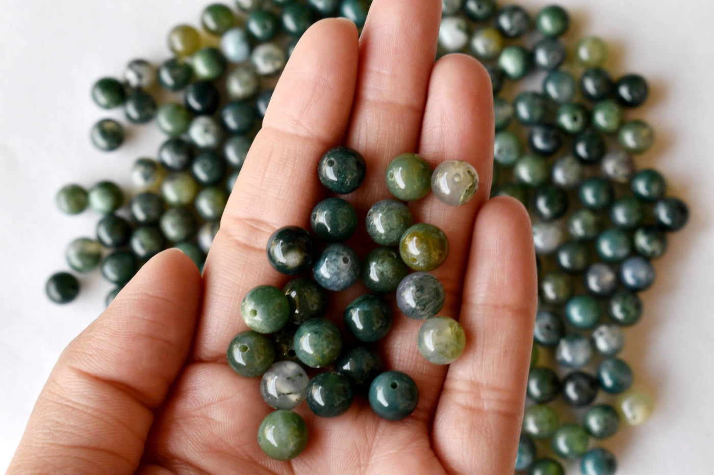 Moss Agate Beads, Natural Round Crystal Beads 4mm to 12mm