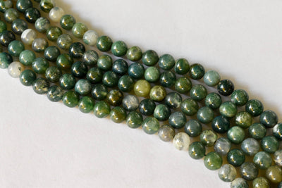 Moss Agate Beads, Natural Round Crystal Beads 4mm to 12mm