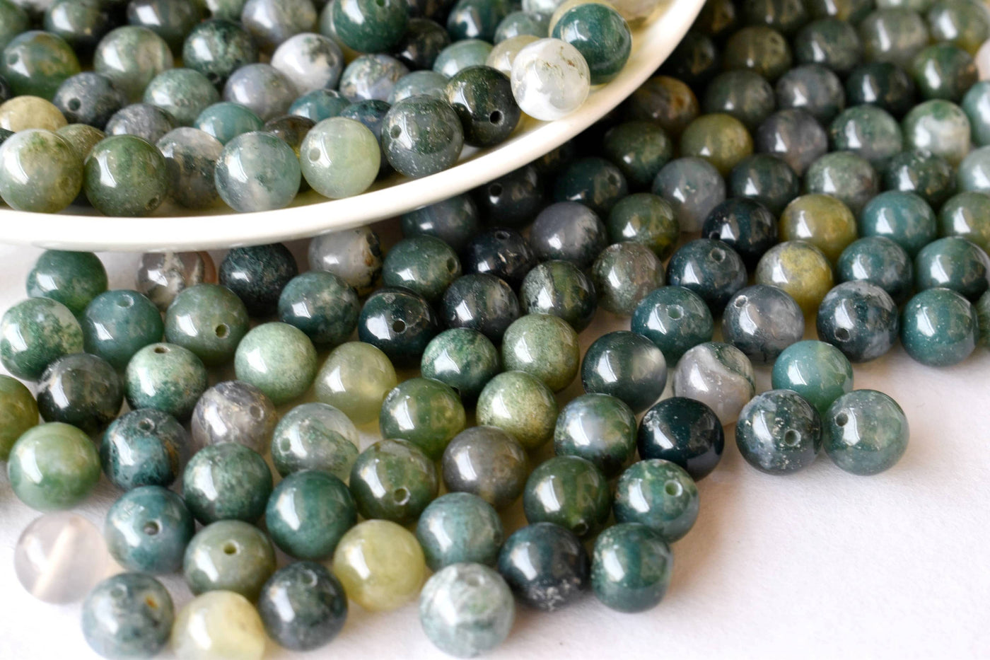 Moss Agate Beads, Natural Round Crystal Beads 4mm to 12mm