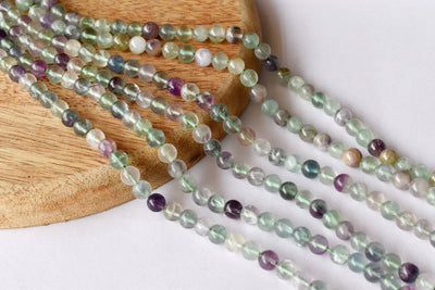 Multi Fluorite Beads, Natural Round Crystal Beads 4mm to 12mm