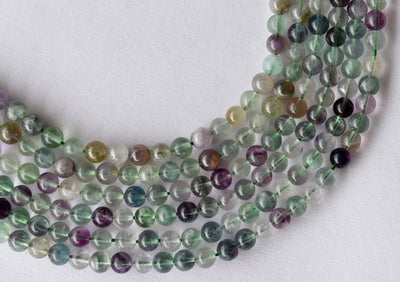 Multi Fluorite Beads, Natural Round Crystal Beads 4mm to 12mm