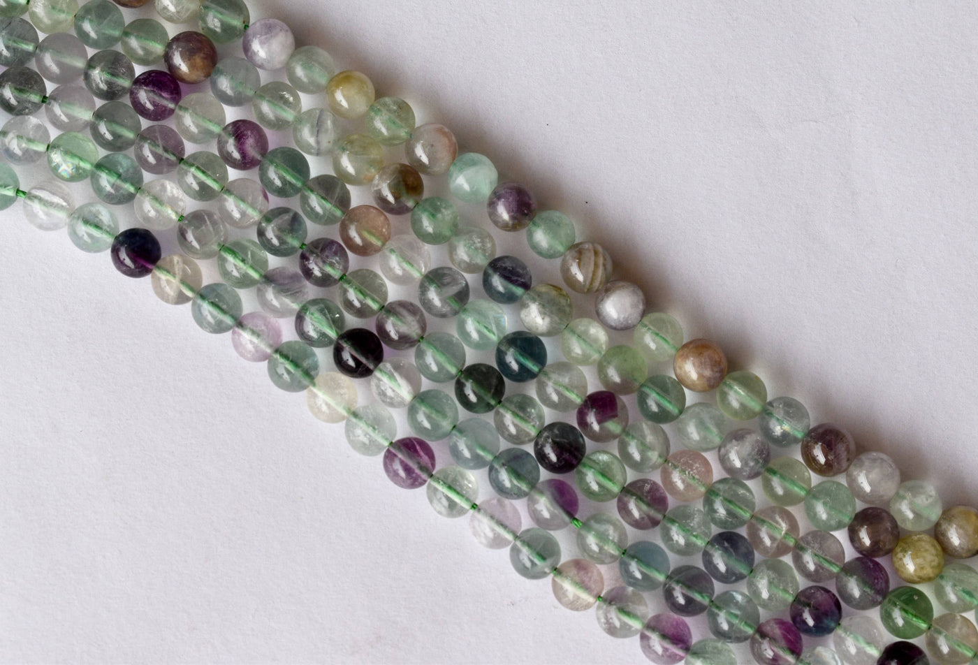 Multi Fluorite Beads, Natural Round Crystal Beads 4mm to 12mm