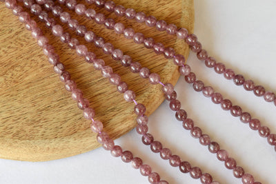 Pink Tourmaline Heated Beads, Natural Round Crystal Beads 4mm to 10mm