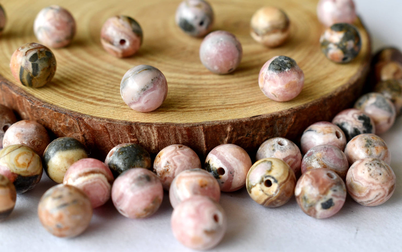 Rhodochrosite Beads, Natural Round Crystal Beads 4mm to 12mm