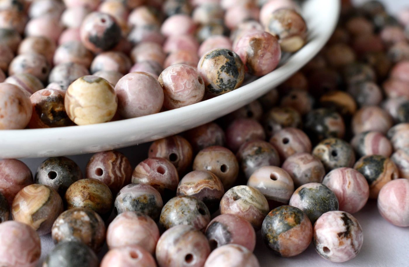 Rhodochrosite Beads, Natural Round Crystal Beads 4mm to 12mm