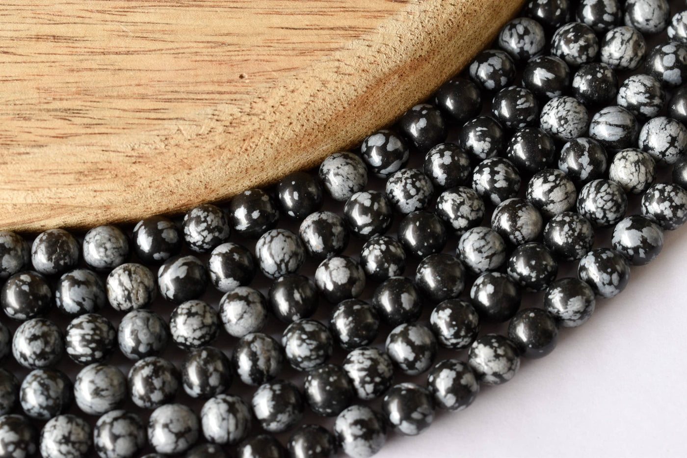 Snowflake Black Obsidian Beads, Natural Round Crystal Beads 4mm to 12mm