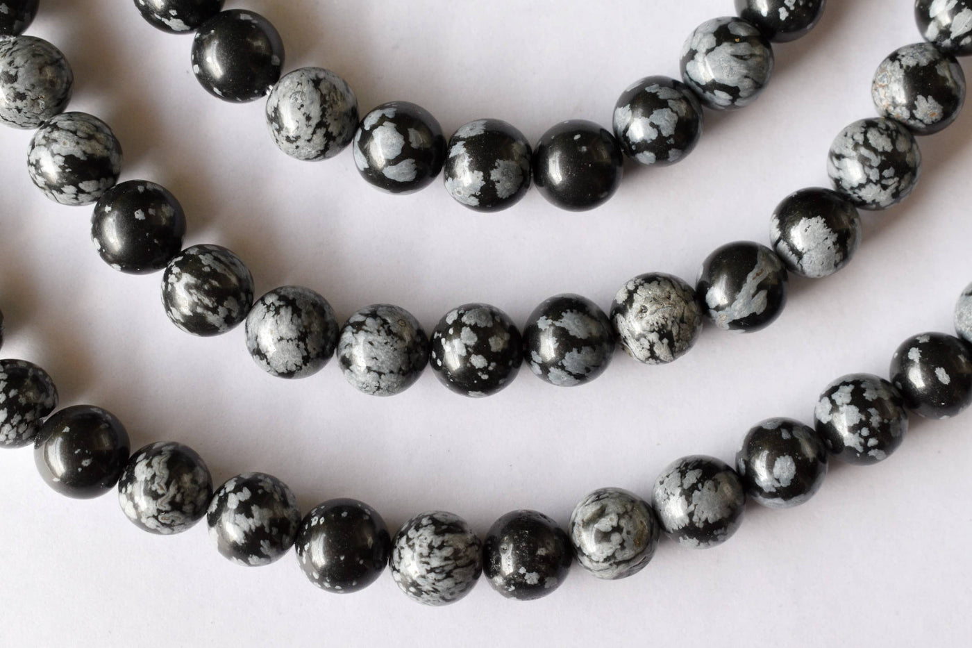 Snowflake Black Obsidian Beads, Natural Round Crystal Beads 4mm to 12mm