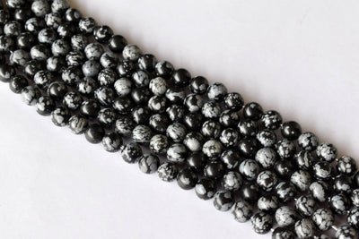 Snowflake Black Obsidian Beads, Natural Round Crystal Beads 4mm to 12mm