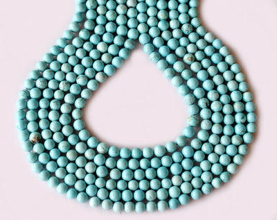 Turquoise Howlite Beads, Natural Round Crystal Beads 4mm to 10mm