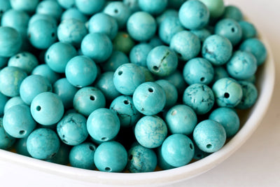 Turquoise Howlite Beads, Natural Round Crystal Beads 4mm to 10mm