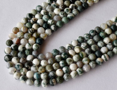 Tree Agate Beads, Natural Round Crystal Beads 4mm to 10mm