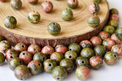 Unakite Beads, Natural Round Crystal Beads 4mm to 12mm