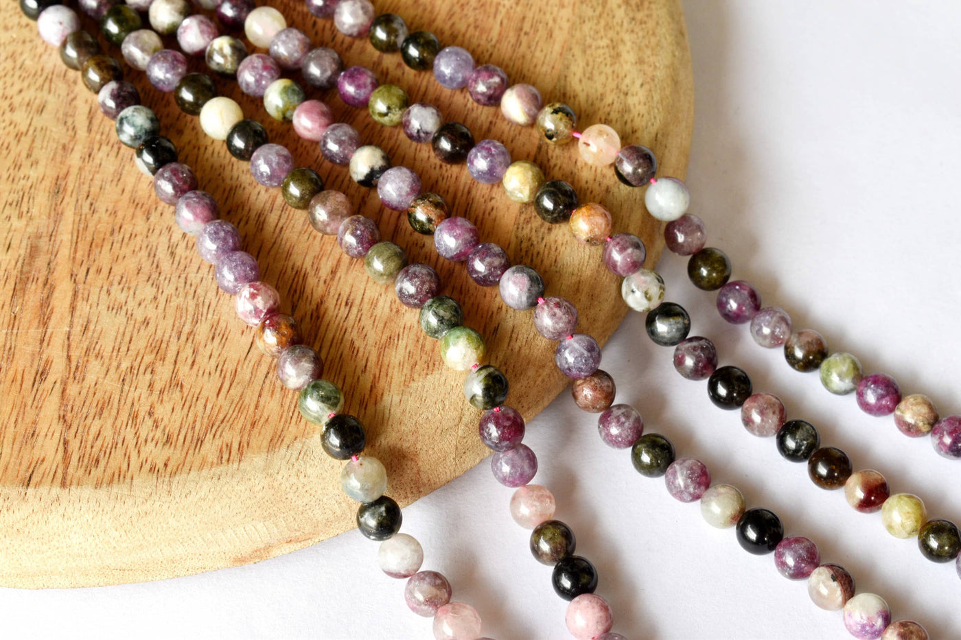 Watermelon Tourmaline Beads, Natural Round Crystal Beads 6mm to 10mm