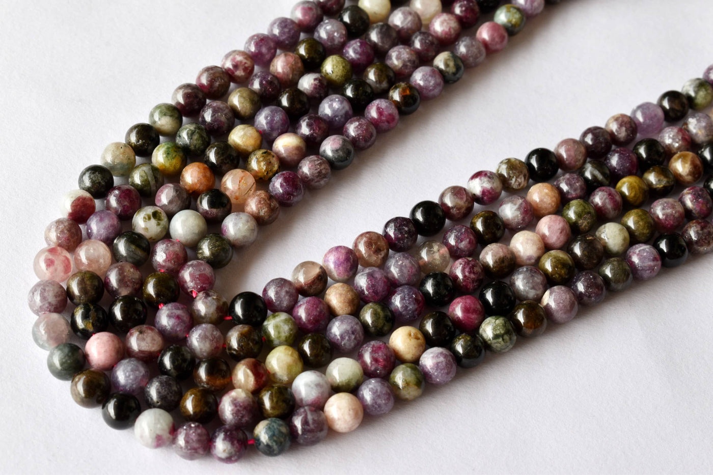 Watermelon Tourmaline Beads, Natural Round Crystal Beads 6mm to 10mm