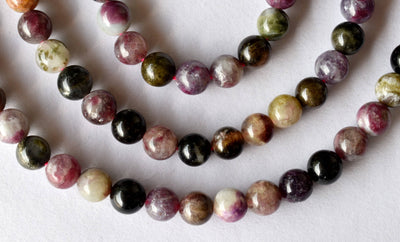 Watermelon Tourmaline Beads, Natural Round Crystal Beads 6mm to 10mm