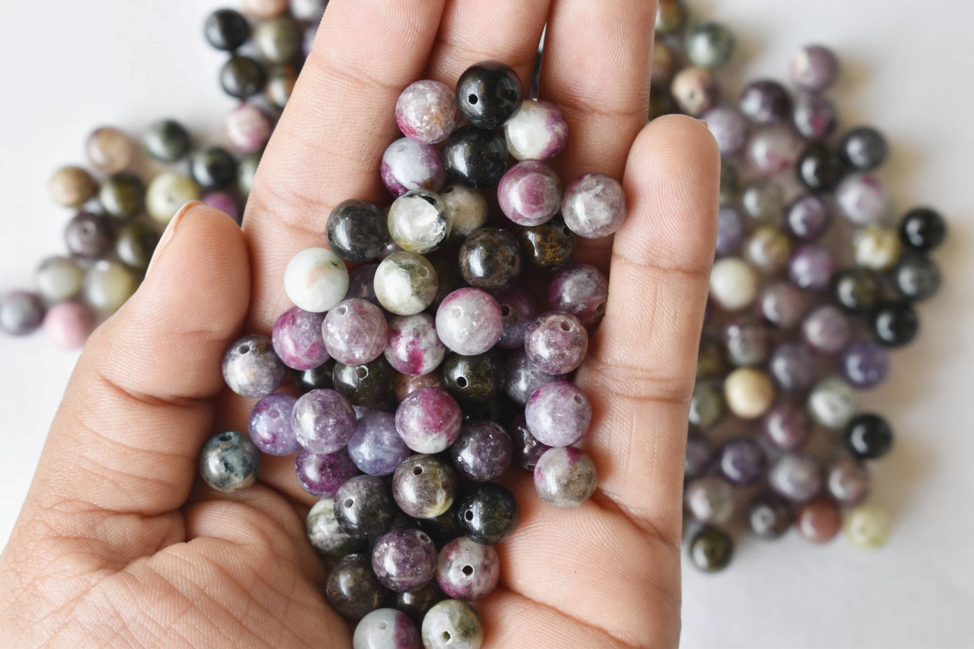 Watermelon Tourmaline Beads, Natural Round Crystal Beads 6mm to 10mm