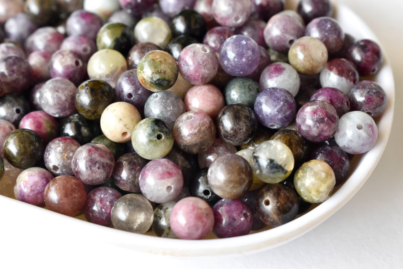 Watermelon Tourmaline Beads, Natural Round Crystal Beads 6mm to 10mm