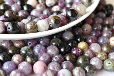 Watermelon Tourmaline Beads, Natural Round Crystal Beads 6mm to 10mm