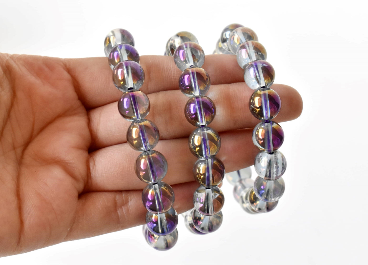 Aura Quartz Amethyst Bracelet(Intuition and Self- Healing)