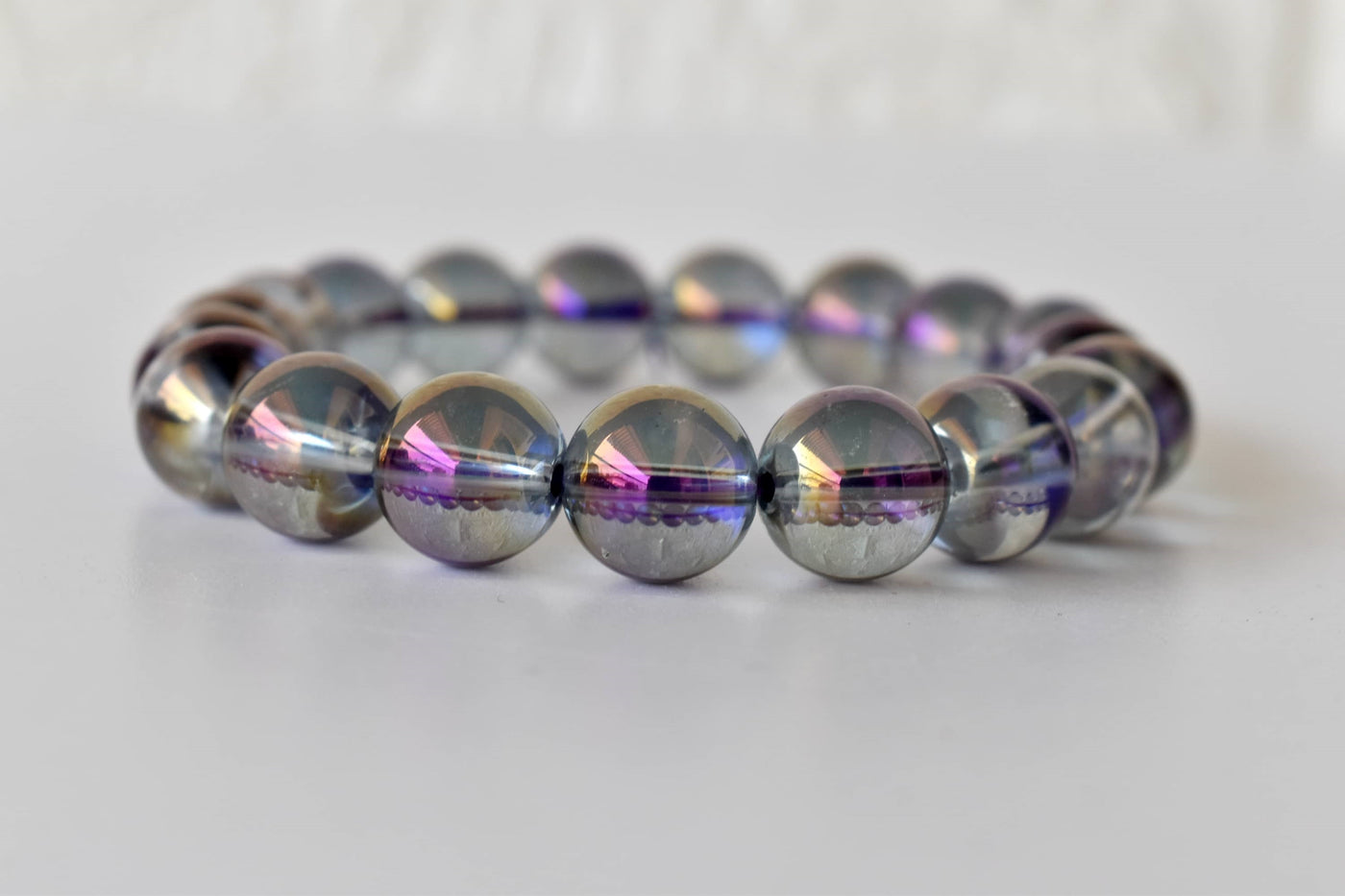 Aura Quartz Amethyst Bracelet(Intuition and Self- Healing)