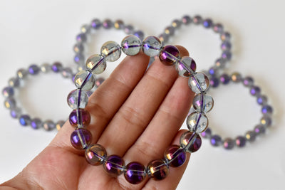 Aura Quartz Amethyst Bracelet(Intuition and Self- Healing)