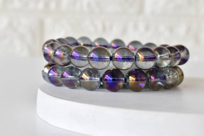 Aura Quartz Amethyst Bracelet(Intuition and Self- Healing)