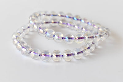 Aura Quartz Rainbow Moonstone Bracelet (Compassion and Patience)