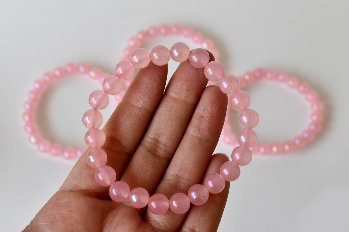 Aura Quartz Rose Quartz Bracelet(Relaxation and Love)