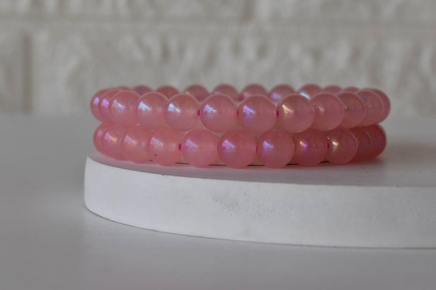 Aura Quartz Rose Quartz Bracelet(Relaxation and Love)