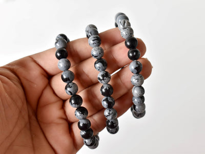 Black Snowflake Obsidian Bracelet (Symbolizing Purity and Inner Peace)