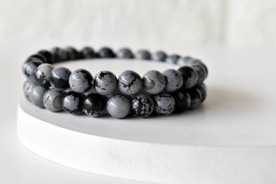 Black Snowflake Obsidian Bracelet (Symbolizing Purity and Inner Peace)